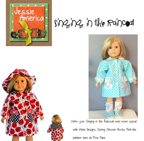 Jessie America 18 Inch Modern Singing in the Raincoat 18" Doll Clothes larougetdelisle