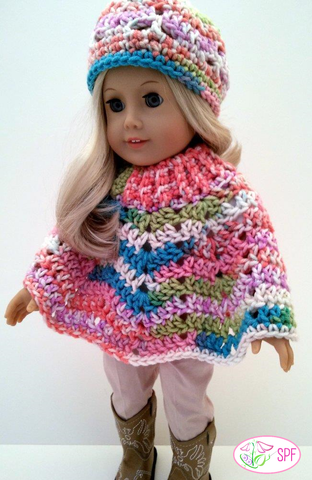 Sweet Pea Fashions Ribbed Neck Ripple Poncho and Hat Doll Clothes ...