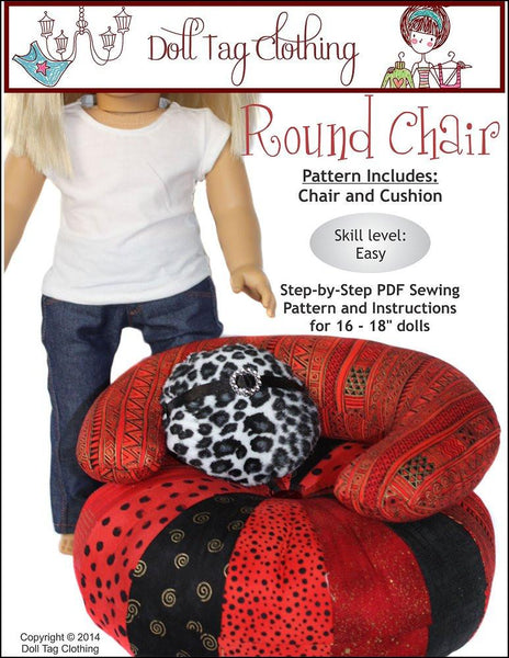 Round Chair for 18 inch Dolls Pattern PDF Download | Pixie 