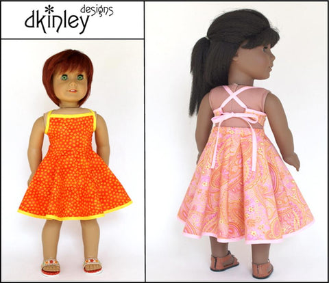 Dkinley Designs 18 Inch Modern Sweet All Around Sundress 18" Doll Clothes Pattern larougetdelisle