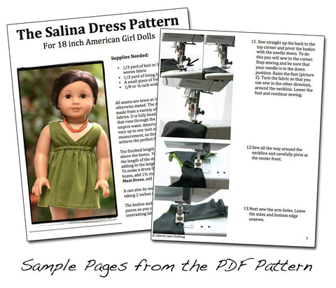 Liberty Jane 18 Inch Modern Salina Dress 18" Doll Clothes Pattern larougetdelisle