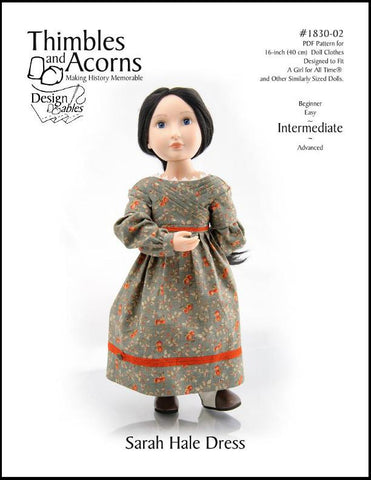 Thimbles and Acorns A Girl For All Time 1830's Sarah Hale Dress Pattern for AGAT Dolls larougetdelisle