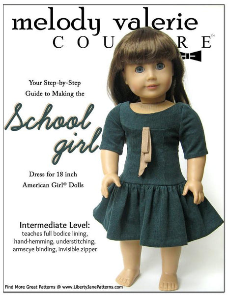 Schoolgirl Dress 18 Inch Doll Clothes Pdf Pattern Download Pixie Faire 0712