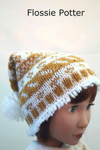 Flossie Potter A Girl For All Time Sampler Stocking Cap and Mitts Knitting Pattern For A Girl For All Time Dolls larougetdelisle