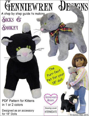 Genniewren 18 Inch Modern Socks & Smokey 18" Doll Pet Pattern larougetdelisle