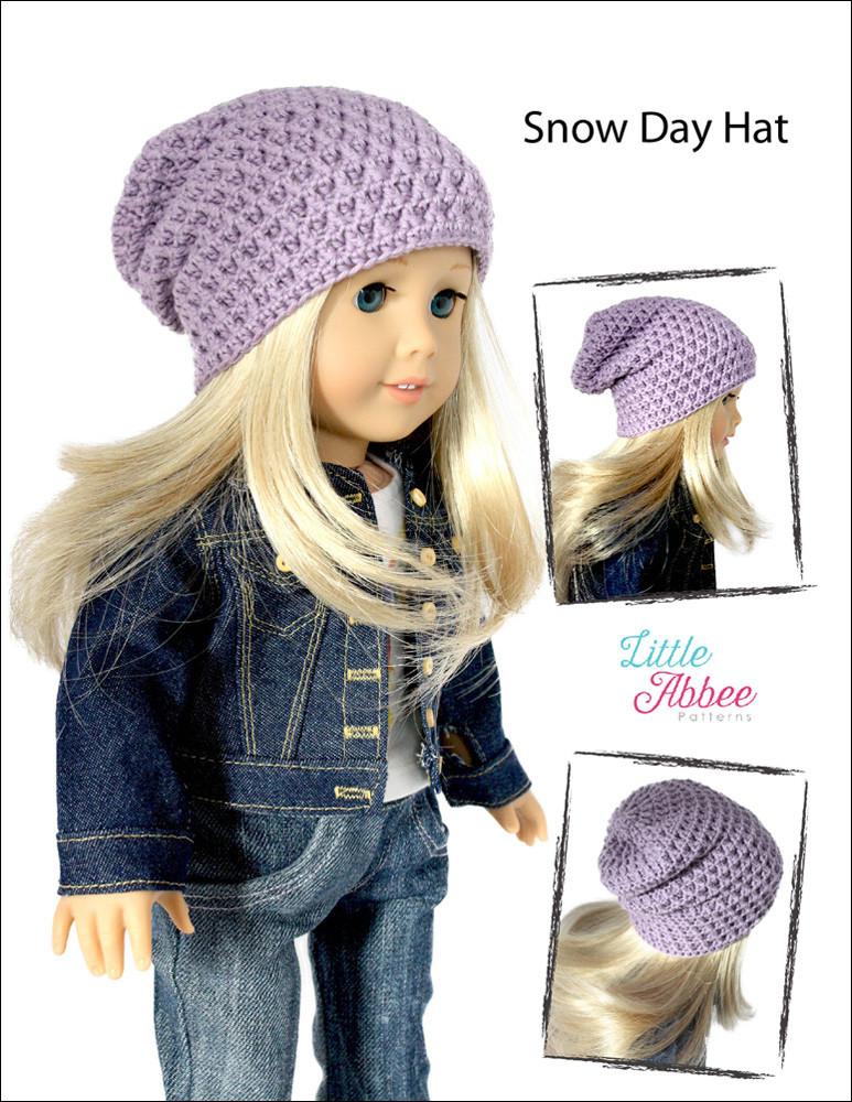 Little Abbee Snow Day Hat Doll Clothes Crochet Pattern 18 inch American ...