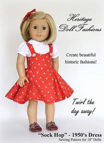 Heritage Doll Fashions 18 Inch Historical 1950's Sock Hop Dress 18" Doll Clothes Pattern larougetdelisle