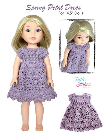 Little Abbee WellieWishers Spring Petal Dress 14.5" Doll Clothes Crochet Pattern larougetdelisle