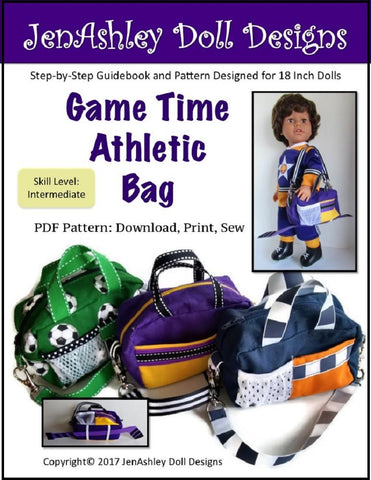 Jen Ashley Doll Designs 18 Inch Modern Game Time Athletic Bag 14-18" Doll Accessory Pattern larougetdelisle