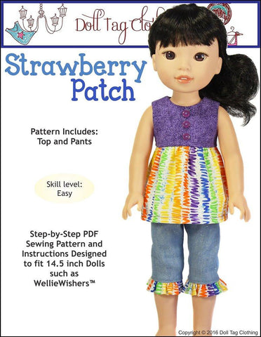 Doll Tag Clothing WellieWishers Strawberry Patch 14.5" Doll Clothes Pattern larougetdelisle