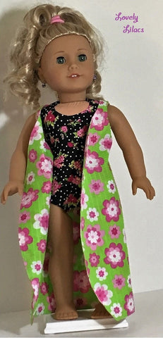 Lovely Lilacs 18 Inch Modern Easy Summer Wrap 18" Doll Clothes Pattern larougetdelisle