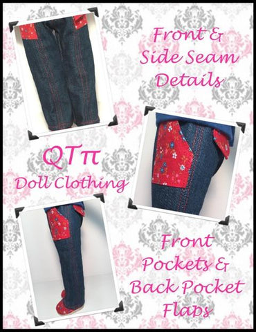 QTπ Doll Clothing WellieWishers Skinny Utility Pants 14.5" Doll Clothes Pattern larougetdelisle