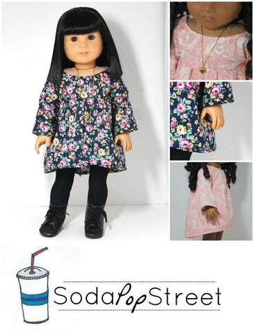 Soda Pop Street 18 Inch Modern The Swing Dress 18" Doll Clothes Pattern larougetdelisle