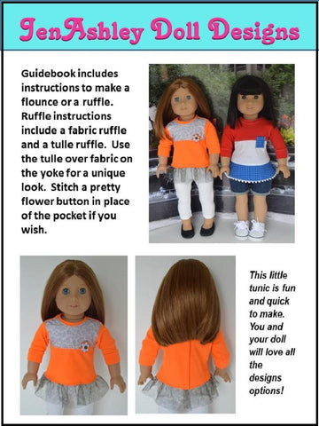 Jen Ashley Doll Designs 18 Inch Modern Tri-Patch Tunic 18" Doll Clothes Pattern larougetdelisle