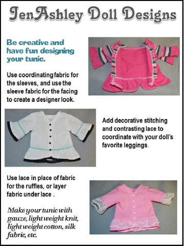 Jen Ashley Doll Designs 18 Inch Modern Design Your Own Trendy Tunic 18" Doll Clothes Pattern larougetdelisle