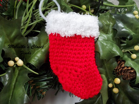 Melinda's Closet Finds Crochet Crocheted Christmas Stocking 18" Doll Crochet Pattern larougetdelisle
