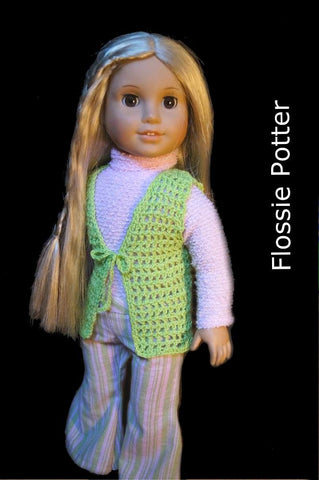Flossie Potter Crochet 1970s Winging-It Crocheted Vest 18” Doll Crochet Pattern larougetdelisle