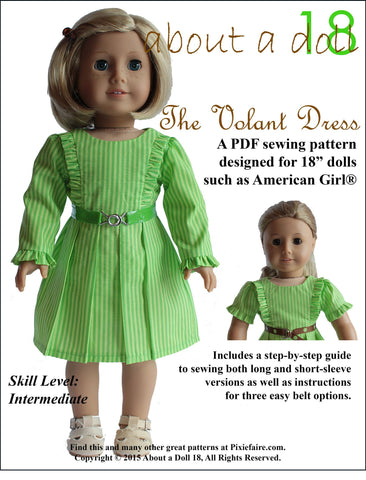 About A Doll 18 18 Inch Modern The Volant Dress 18" Doll Clothes Pattern larougetdelisle