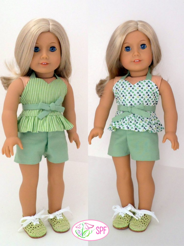 Sweet Pea Fashions 18 Inch Modern Wrap & Tie Halter Dress and Top 18" Doll Clothes Pattern larougetdelisle