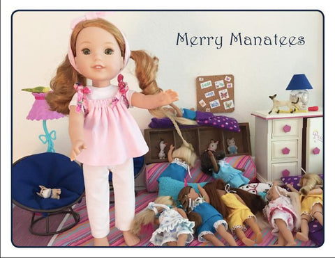 Merry Manatees WellieWishers Catching Z's 14.5" Doll Clothes Pattern larougetdelisle