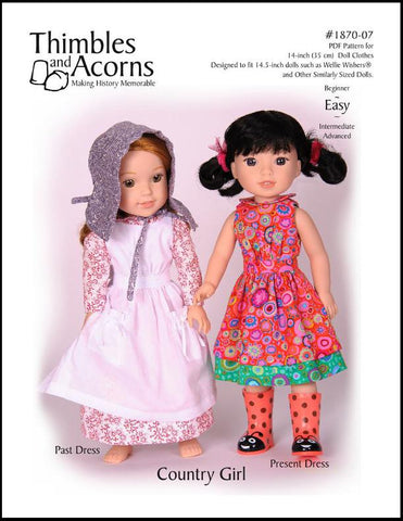 Thimbles and Acorns WellieWishers Country Girl 14.5" Doll Clothes Pattern larougetdelisle