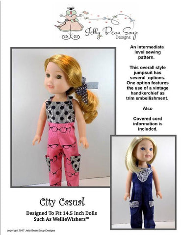 Jelly Bean Soup Designs WellieWishers City Casual 14.5" Doll Clothes Pattern larougetdelisle