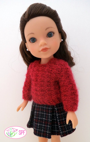 Sweet Pea Fashions WellieWishers Cobblestone Sweater Crochet Pattern for 14-14.5" Dolls larougetdelisle