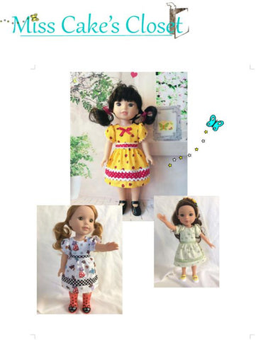 Miss Cake's Closet WellieWishers 1960's Contrasting Bands School Dress 14-14.5" Doll Clothes Pattern larougetdelisle