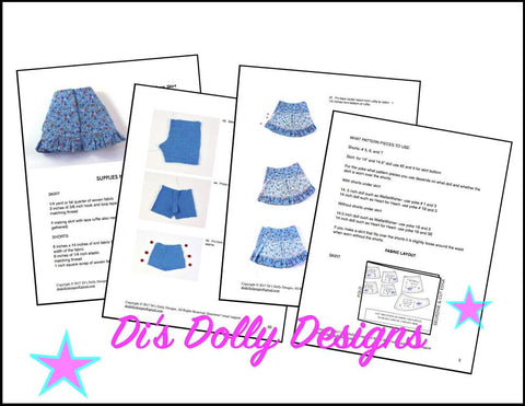 Di's Dolly Designs WellieWishers Criss Cross Skirt 14-14.5" Doll Clothes Pattern larougetdelisle