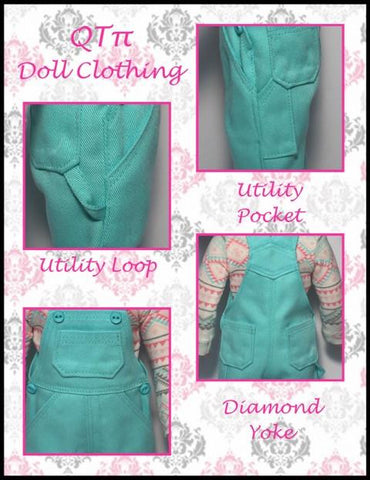 QTπ Doll Clothing WellieWishers Oh My Gosh! Overalls 14.5" Doll Clothes Pattern larougetdelisle