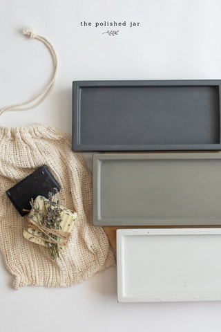 Three Modern Farmhouse Style Concrete Bathroom Trays by The Polished Jar