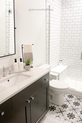 The Polished Jar Bottle Dispensers on Bathroom Countertop