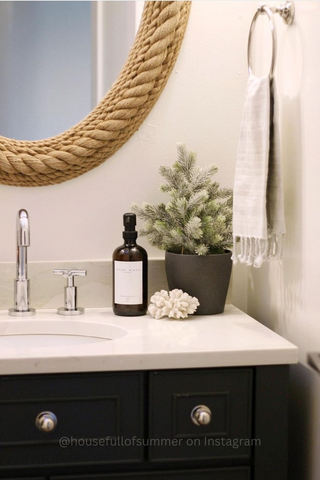 Bathroom counter with bottle soap dispensers