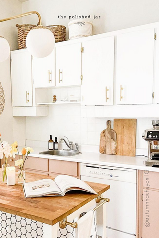 Modern White, Pink and Gold Kitchen