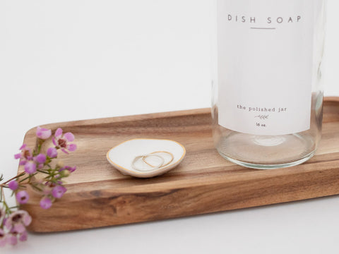 The Polished Jar wood Tray with Ring Dish