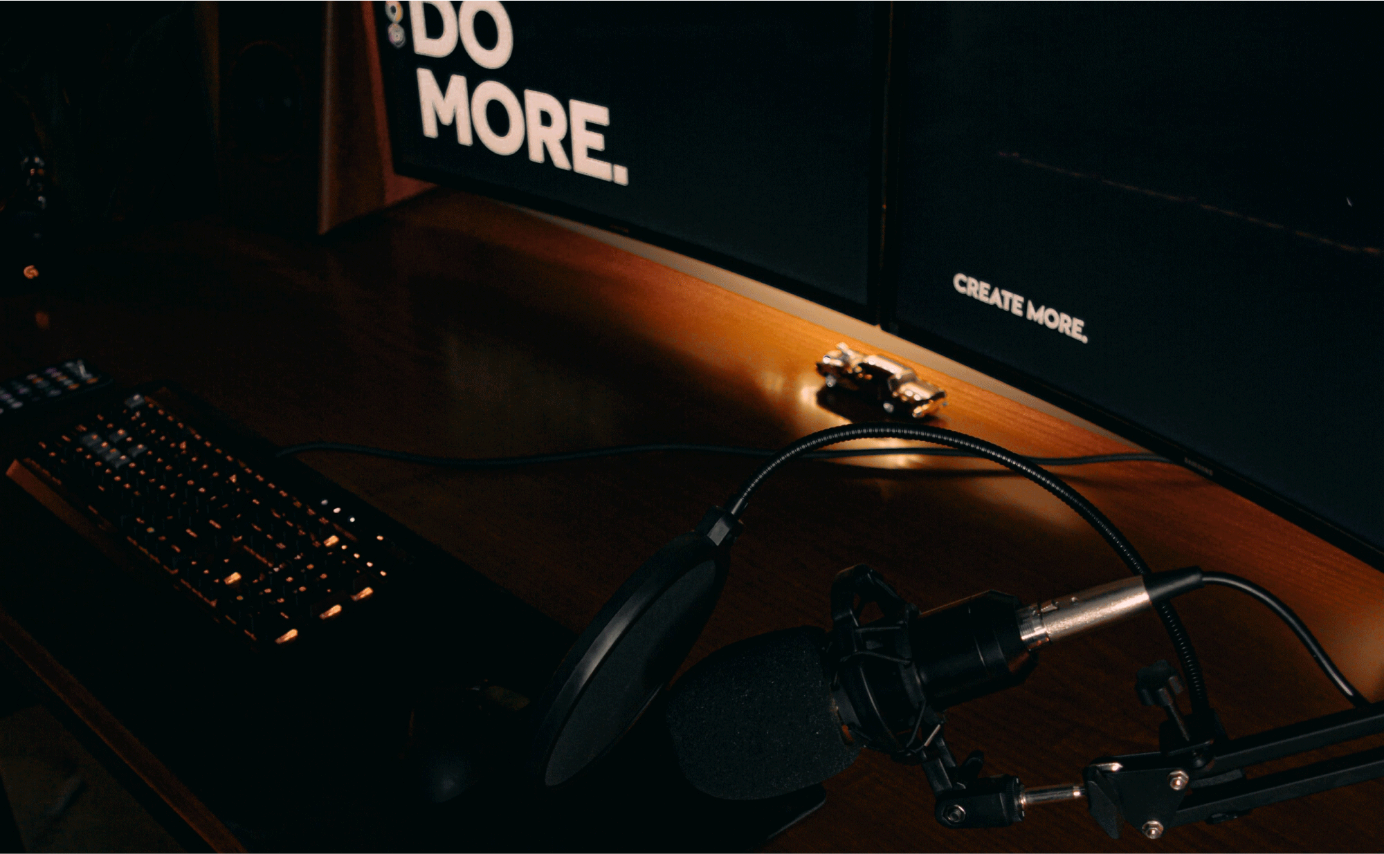 Desk setup warm light