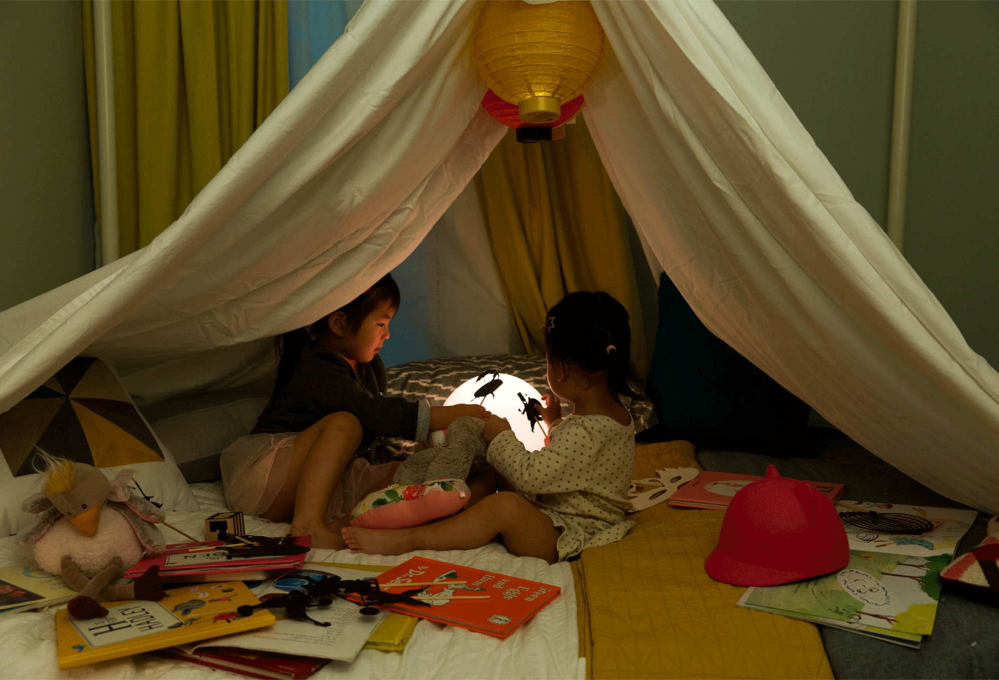 Kids playing with light