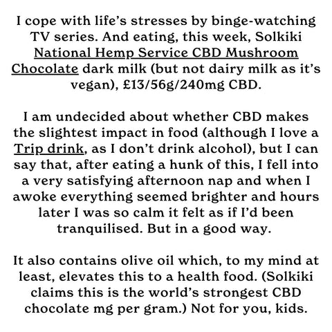 Notes on chocolate: Letting CBD chocs take the strain. The Guardian Review of the National Hemp Service CBD Mushroom Chocolate