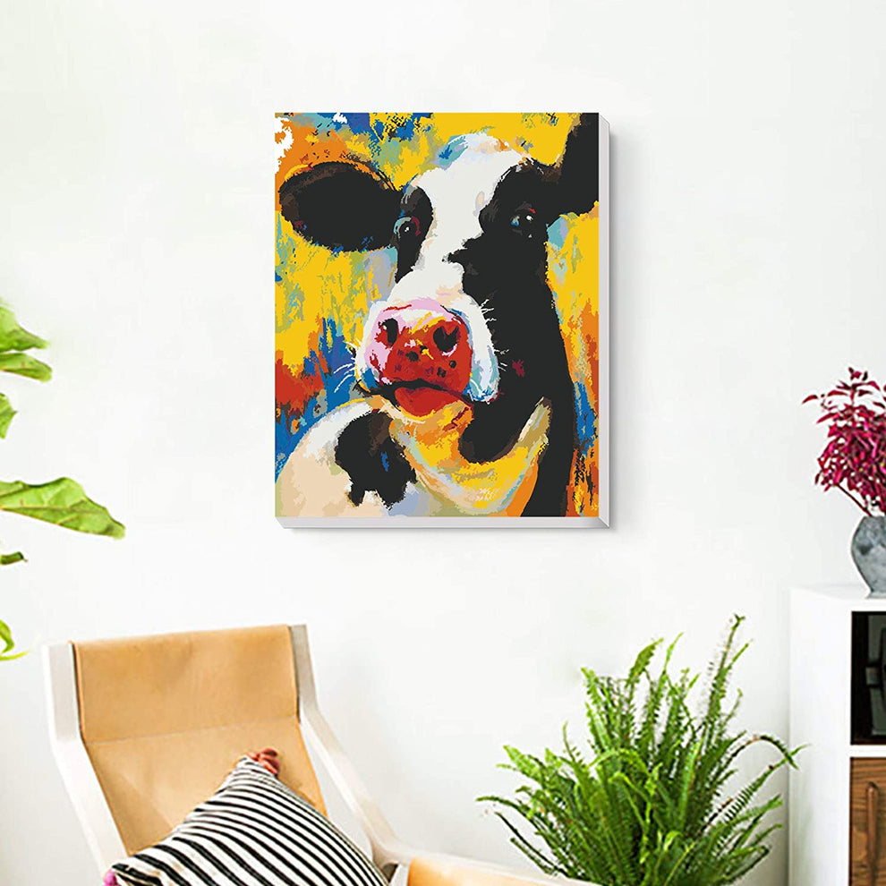 Cow Portrait - Paint by Numbers Kit for Adults DIY Oil Painting Kit on ...