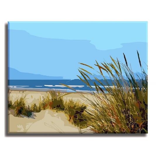 House By The Beach - Paint by Numbers Kit for Adults DIY Oil Painting Kit  on Canvas 16x20 inches