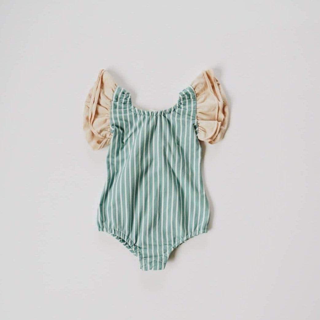 Flutter Sleeve Leo Ocean Stripe Baby Leotard 12 18 Mo Local Fixture