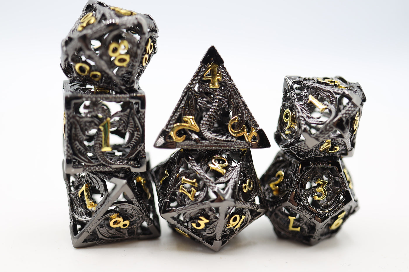 Chained Hollow Night Dragon RPG Metal Dice Set