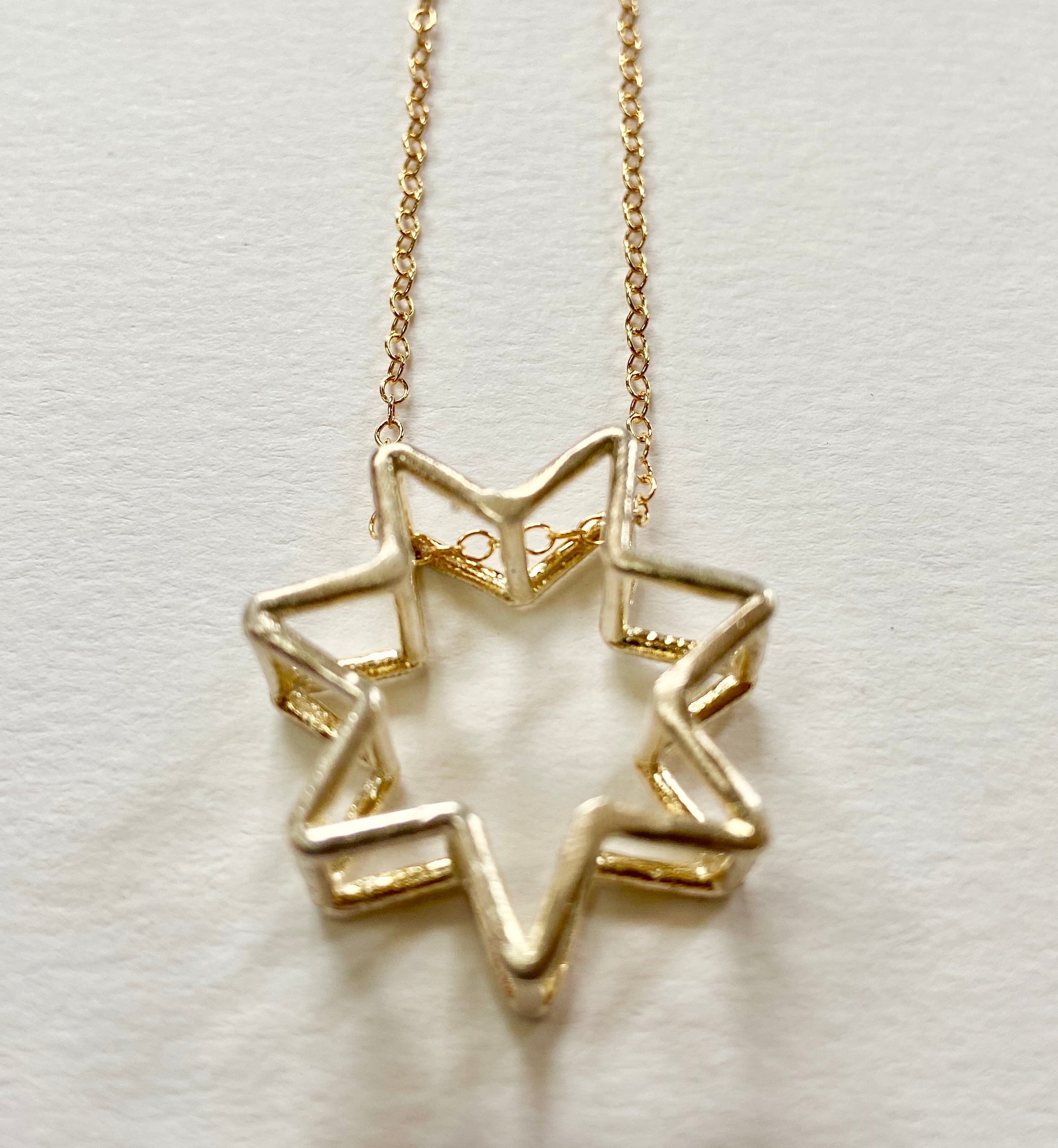 Mixed Metal 3D 7 Point Star Pendant