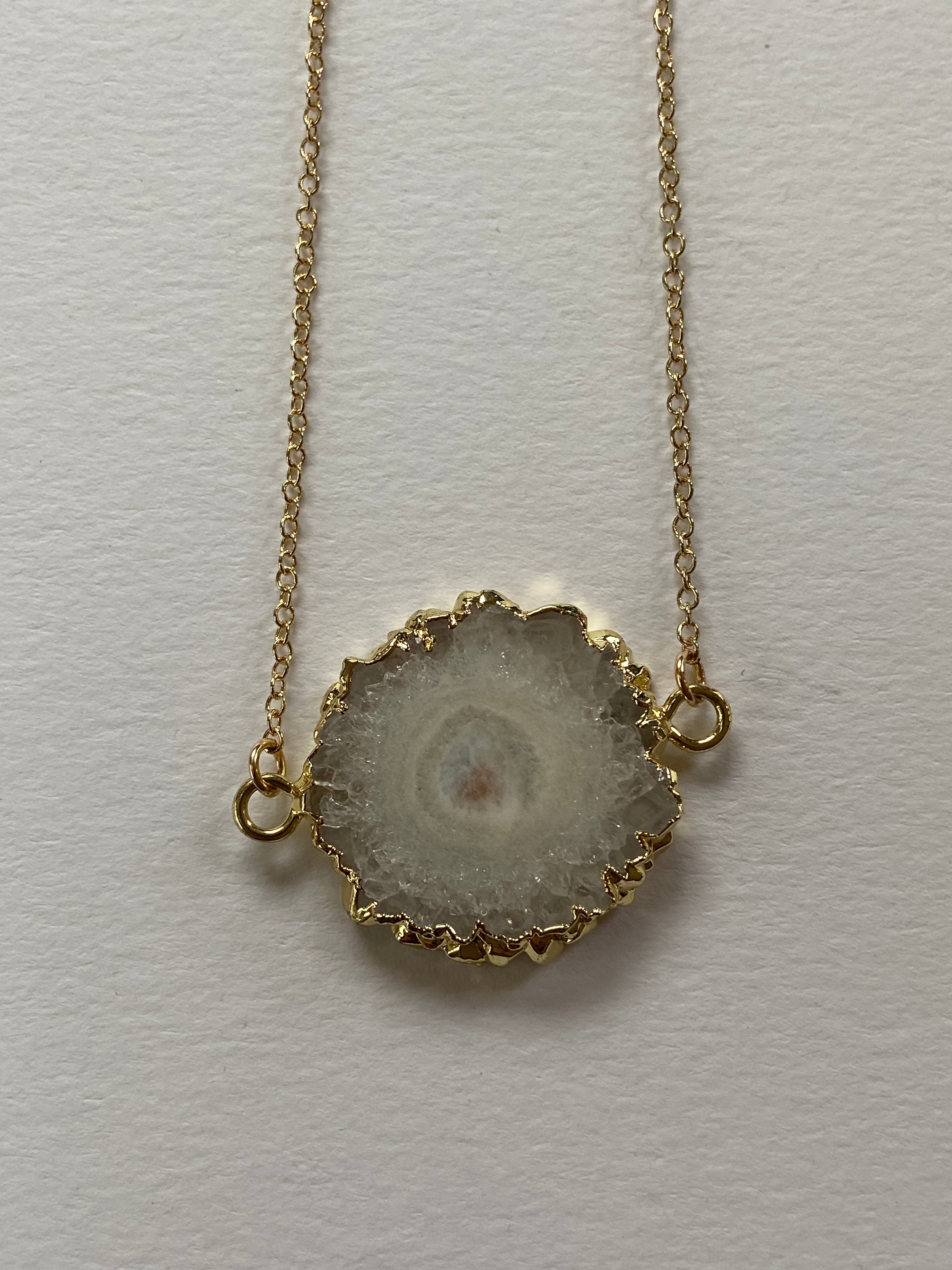 Snowflake Agate Slice Necklace