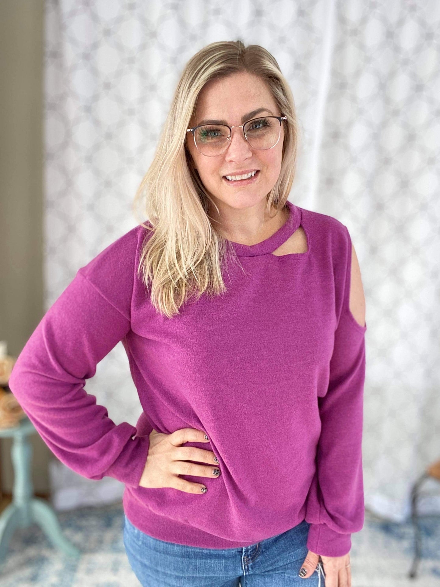 Cut From The Same Cloth Long Sleeve Top in Magenta