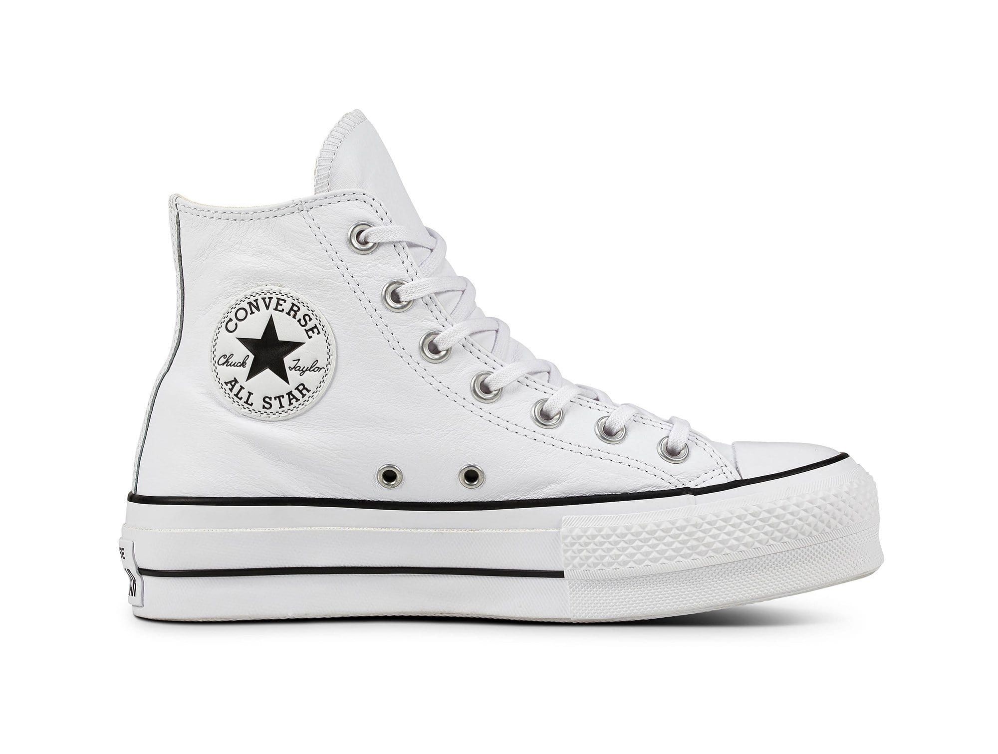 Zapatilla Converse Chuck Taylor Plataforma Cuero Mujer Blanco ...