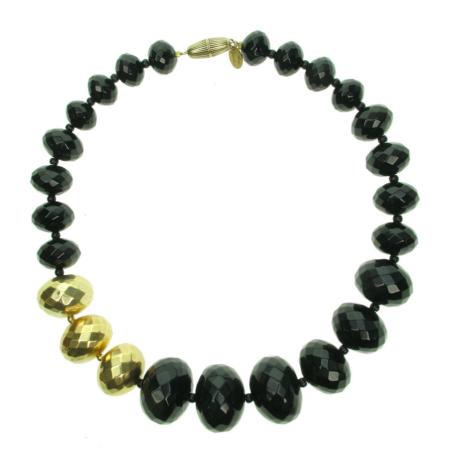 Gold and Black faceted necklace - Angie Gooderham Jewellery
