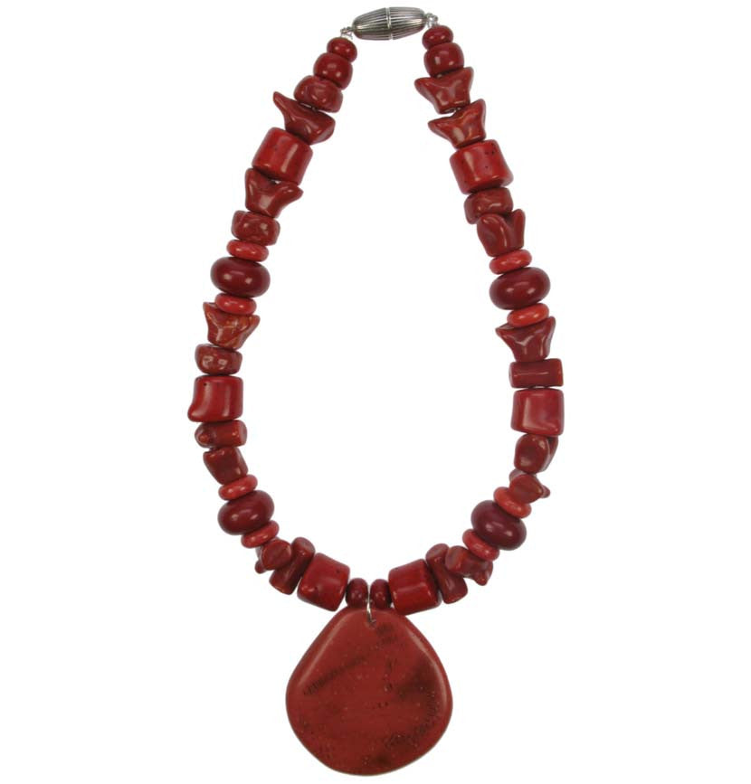 Mixed Coral bead pendant necklace - Angie Gooderham Jewellery
