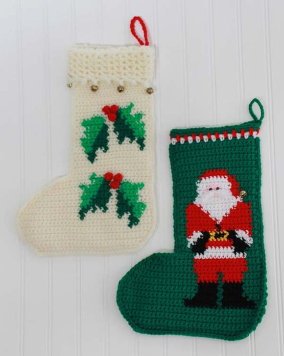 Santa and Holly Stockings Crochet Pattern Maggie's Crochet