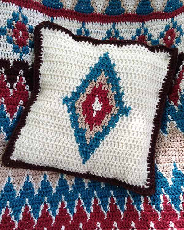 Aztec Afghan & Pillow Set Crochet Pattern Maggie's Crochet